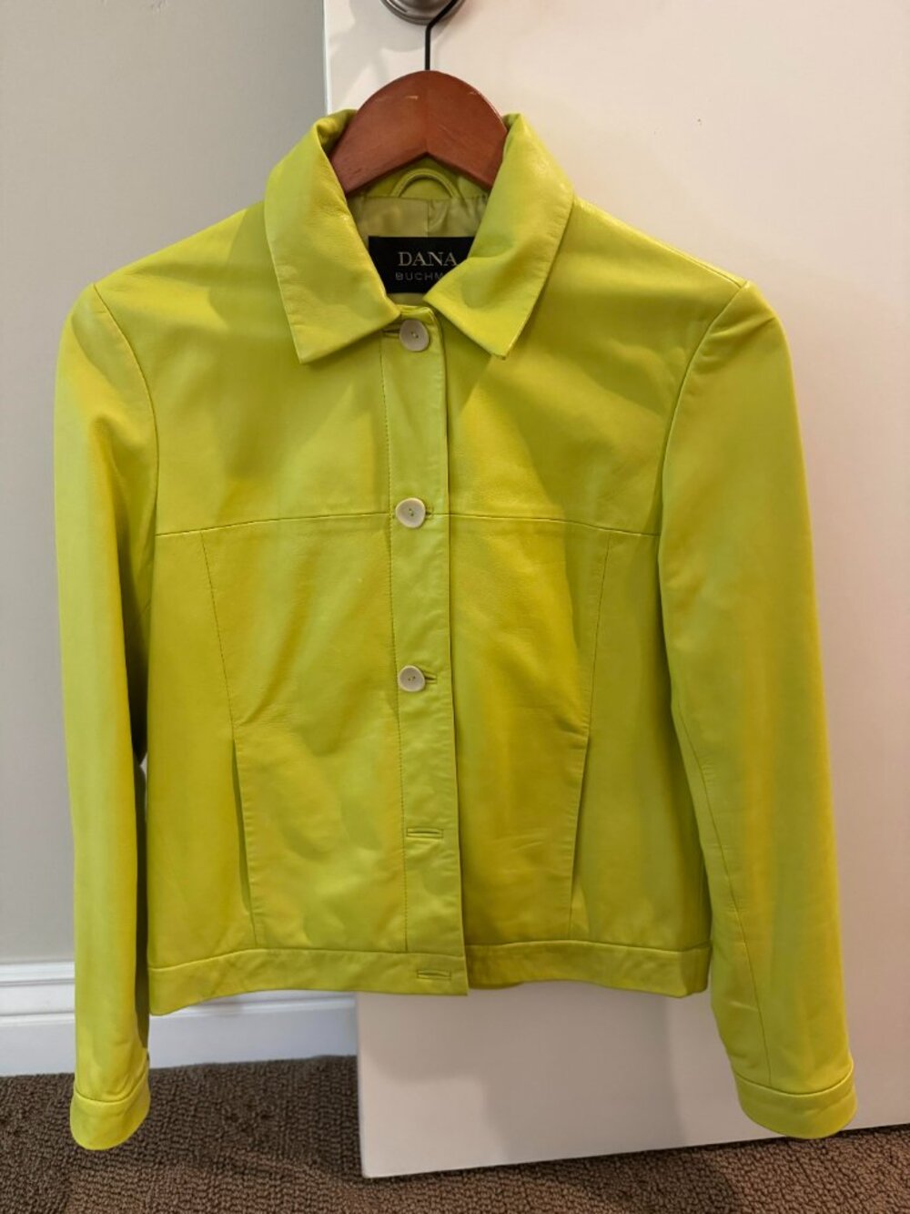 Dana Buchman Chartreuse Lambskin Leather Jacket – Size 4